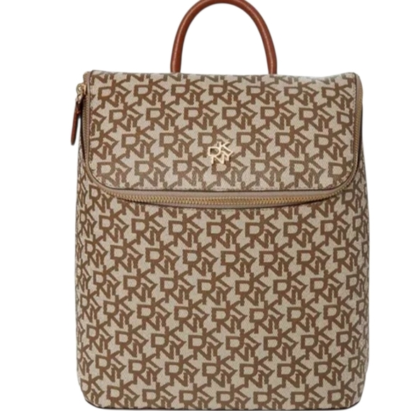 DKNY NEW Patterned Backpack, Print Brown And Beige, H27.3 X W 6.35 X D 24.1 CM - Picture 11 of 12